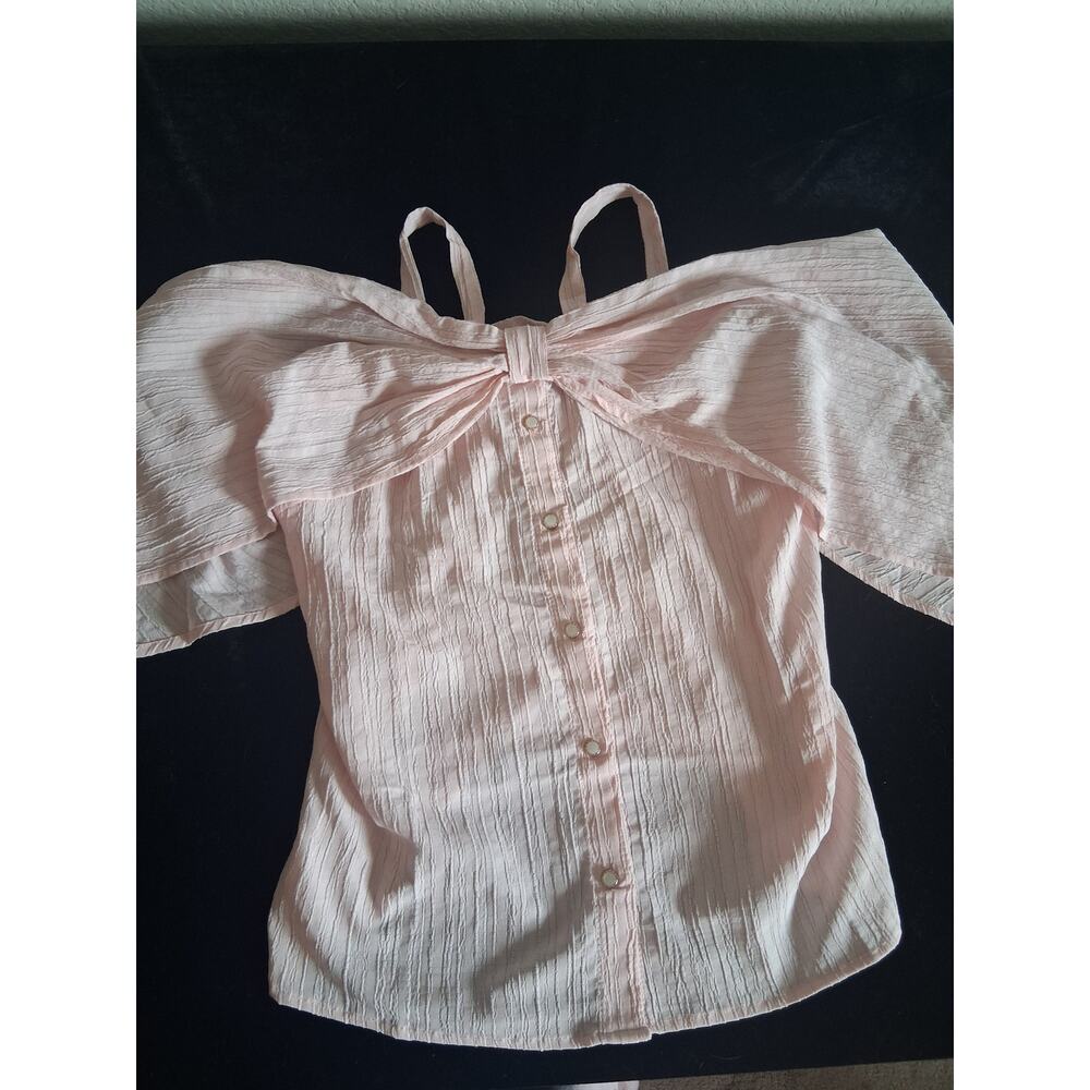 Blanc 9 Pink Bow Top Size M 100% cotton